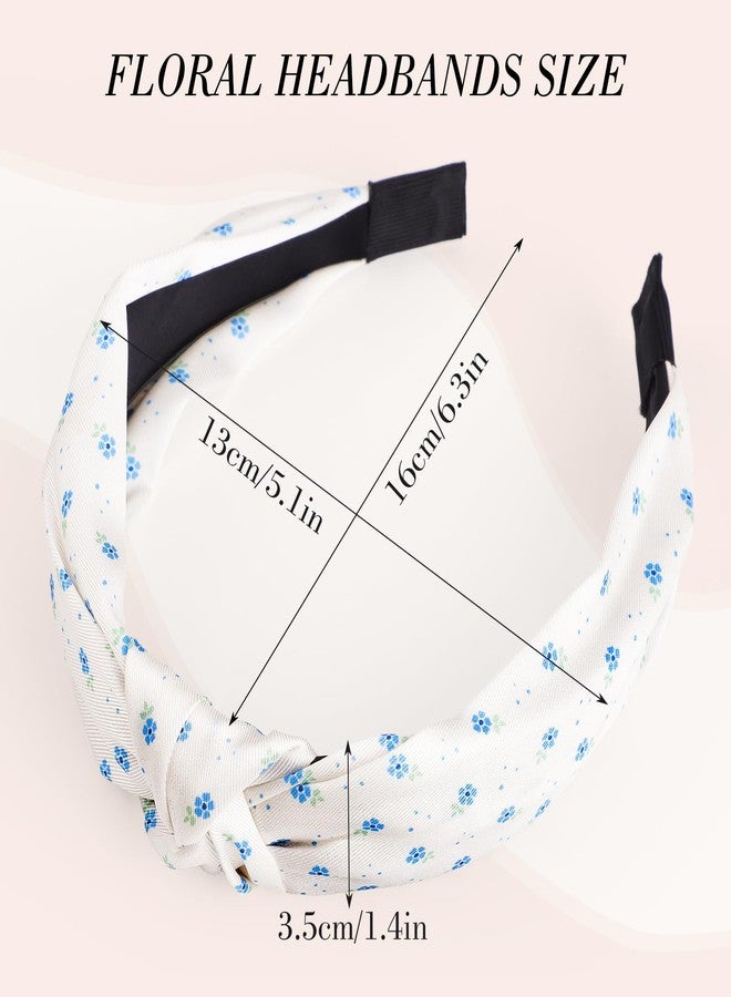 obeoby 8Pcs Headbands for Women Girls Valentines Day Outfit, Knotted Headband Spring Summer Floral Print Trendy Non Slip Hair Bands - Image 2